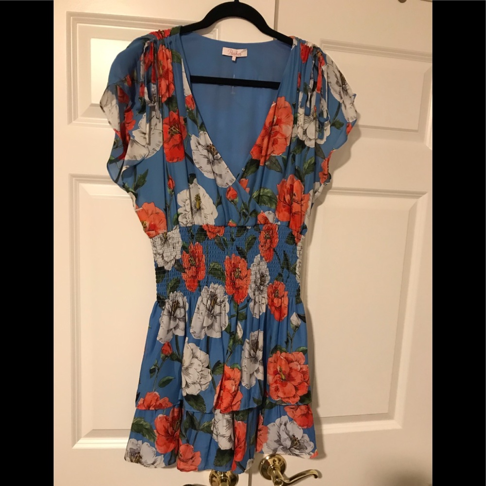 Parker Smocked Waist Ruffle Flutter Sleeve Dress